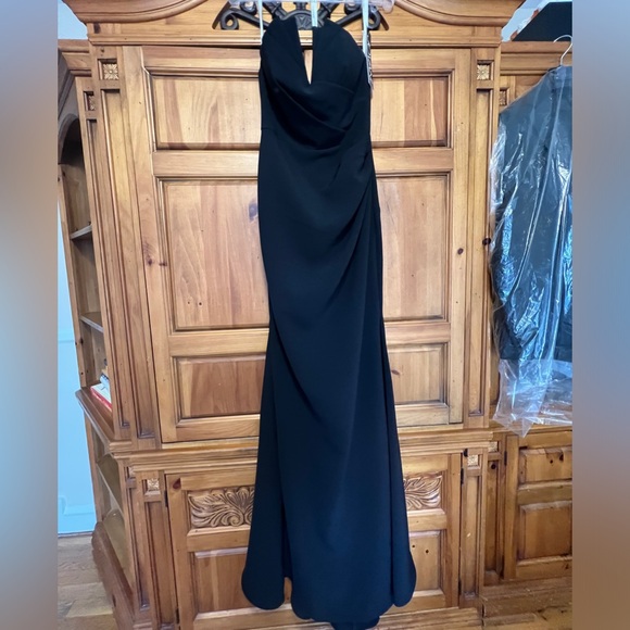 Jovani 06403 Black Ruched Dress without Wrap - Picture 4 of 14